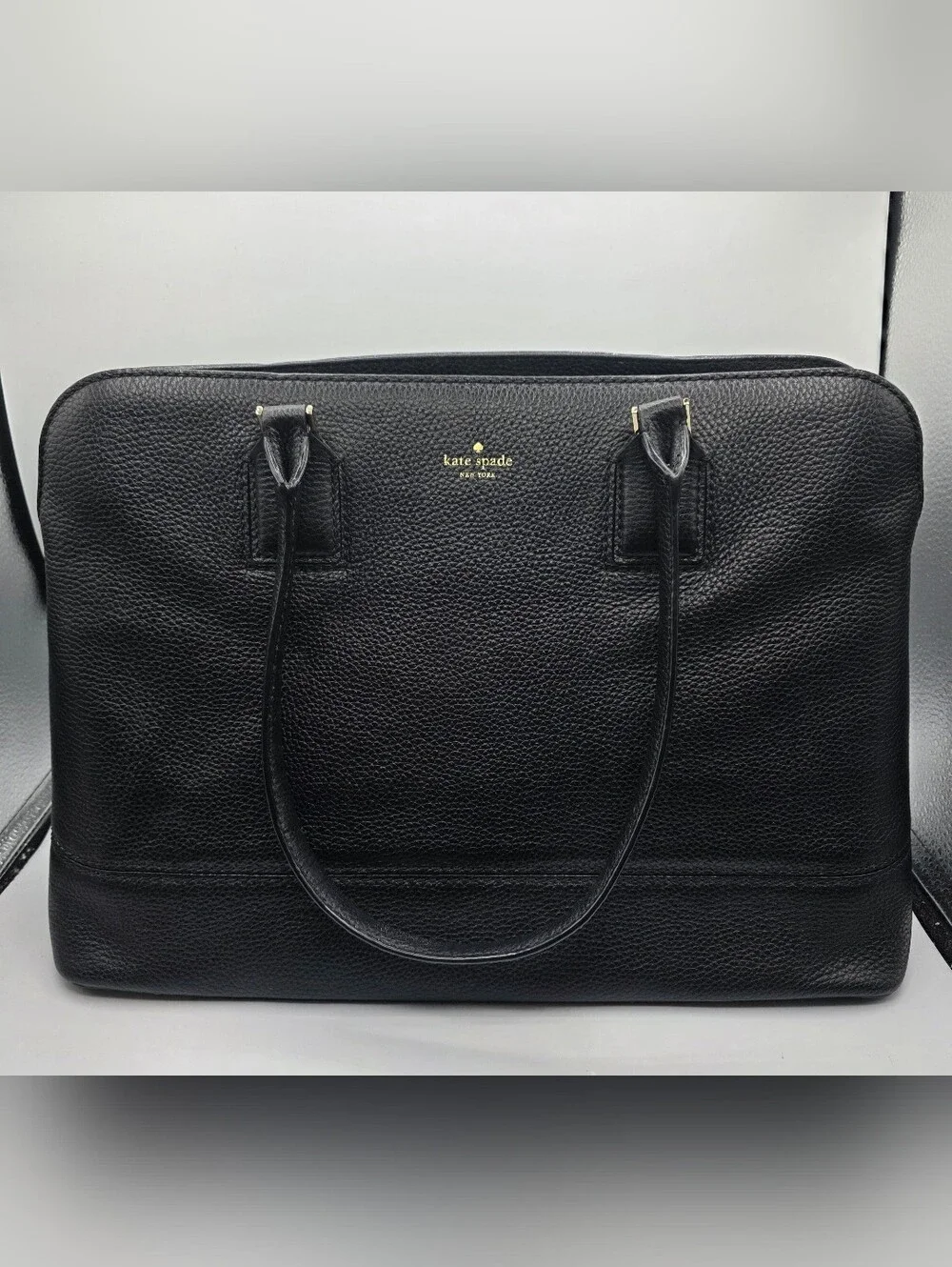 kate spade Black Leather Laptop Bag Tote With  Floral Laptop Tote Bag.